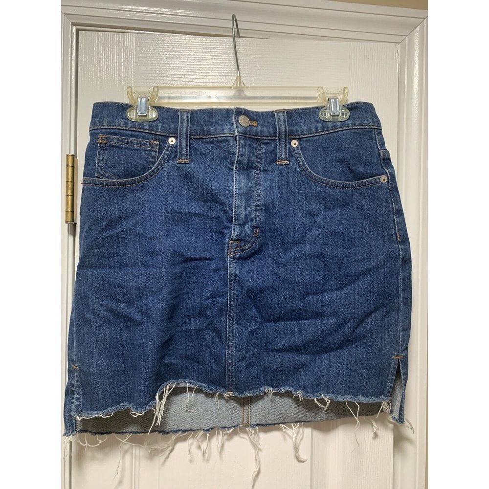 Madewell Denim Skirt 28 Rough‎ Hem Mid Length